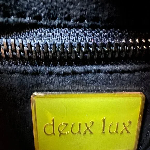 Deux Lux Cortina Backpack Black Vevelty fabric with Gold  display picture 3